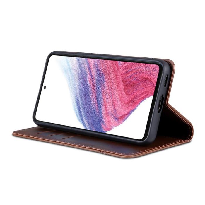 AZNS - AZNS Samsung Galaxy S23 FE Plånboksfodral Flip Konstläder - Brun