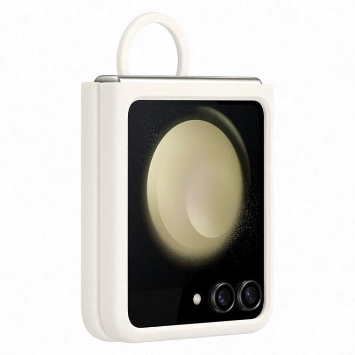 Samsung - Samsung Galaxy Z Flip 5 Mobilskal Silikon med Hållare - Cream