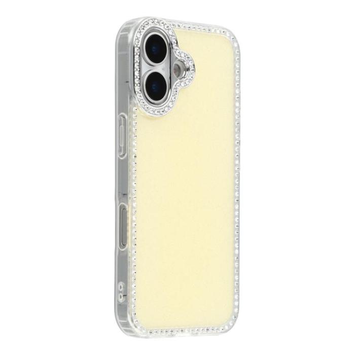 A-One Brand - iPhone 17 Mobilskal Rhinestone Edge - Glitter Ljusgul