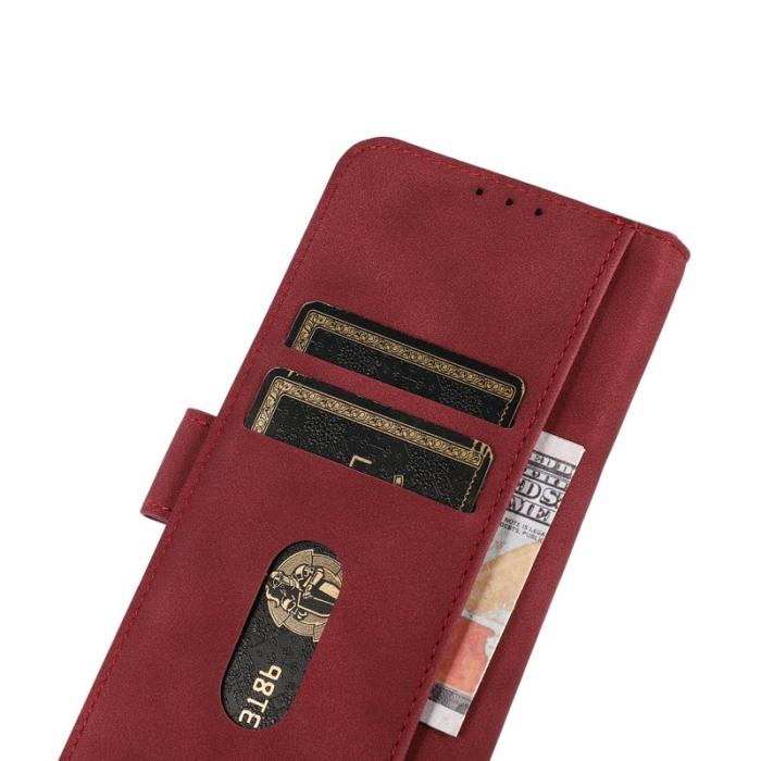KHAZNEH - KHAZNEH för Samsung Galaxy S25/S24 Plånboksfodral Anti-Scratch Konstläder - Röd