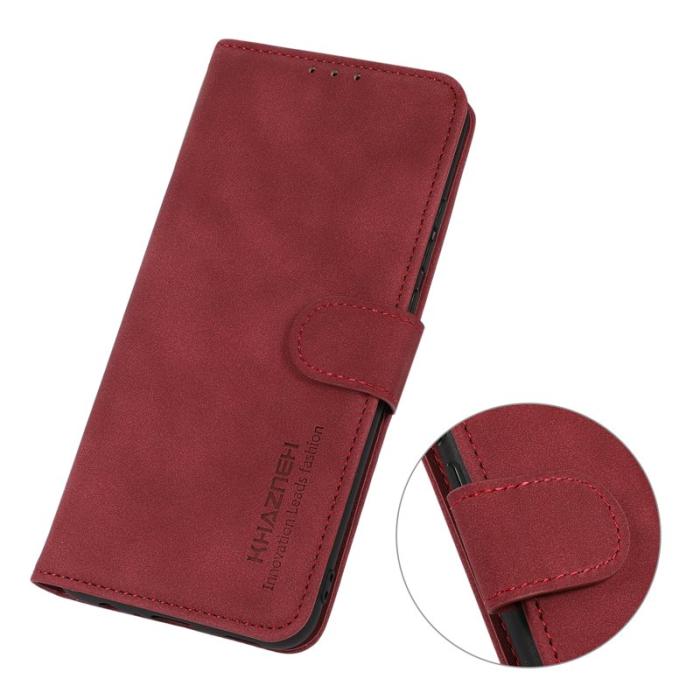 KHAZNEH - KHAZNEH för Samsung Galaxy S25/S24 Plånboksfodral Anti-Scratch Konstläder - Röd
