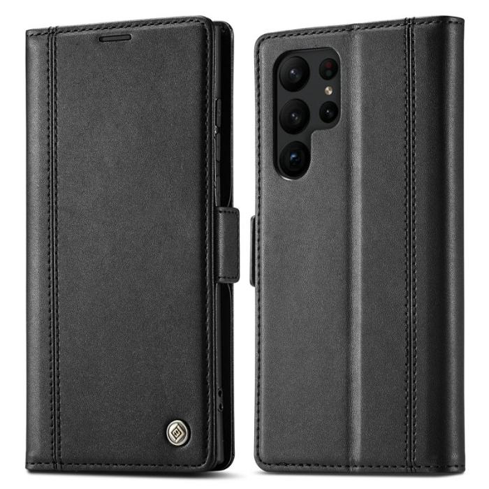 LC.imeeke - LC.IMEEKE Magnetic Plånboksfodral Samsung Galaxy S24 Ultra Konstläder - Svart