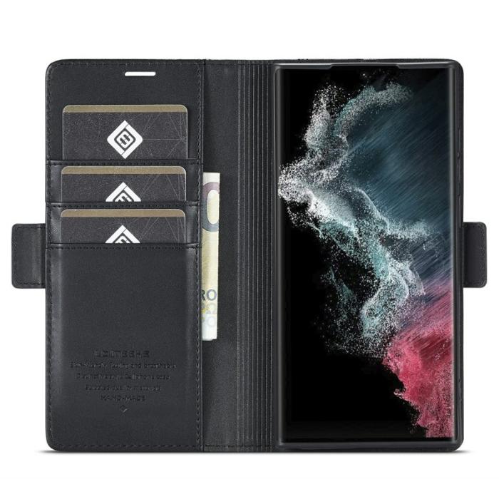 LC.imeeke - LC.IMEEKE Magnetic Plånboksfodral Samsung Galaxy S24 Ultra Konstläder - Svart