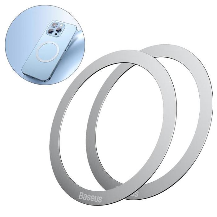 BASEUS - Baseus Halo MagSafe Magnetic Ring 2 Pcs - Silver