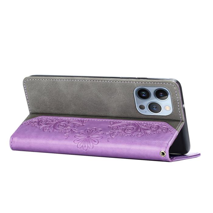 OEM - Fjärilar iPhone 13 Pro Max Plånboksfodral - Lila