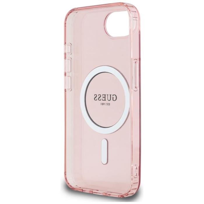 Guess - Guess iPhone 16e Mobilskal MagSafe IML Glitter Circle - Rosa