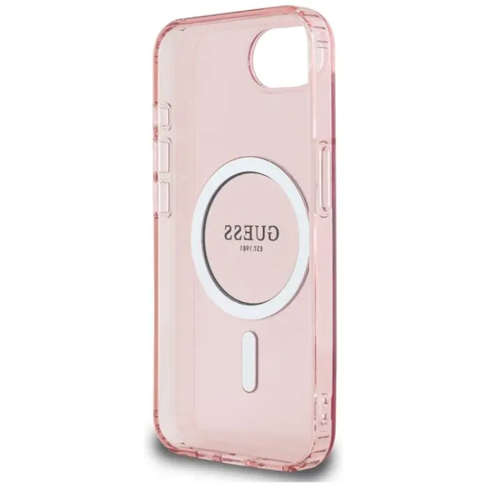 Guess - Guess iPhone 16e Mobilskal MagSafe IML Glitter Circle - Rosa