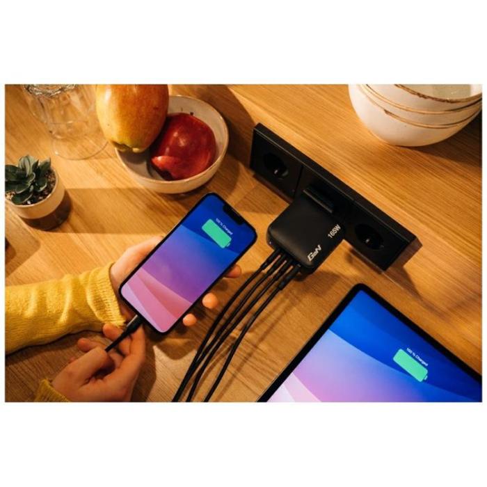 Verbatim - Verbatim Snabbladdare 165W PD 3xUSB-C QC 1xUSB-A GaN Mini - Svart