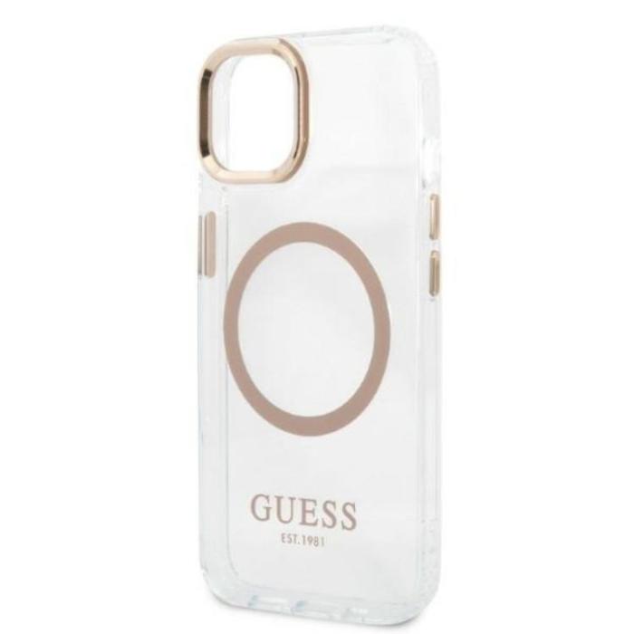Guess - Guess iPhone 13 Skal Magsafe Metal Outline - Guld