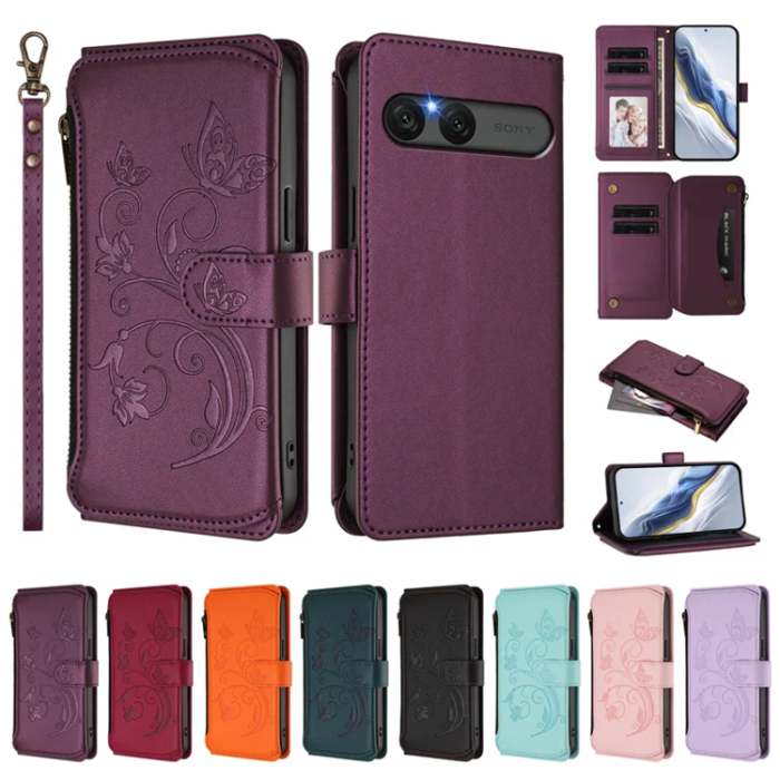 A-One Brand - Sony Xperia 10 VII Plånboksfodral Butterfly Floral - Lila