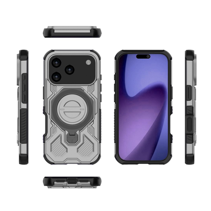 A-One Brand - iPhone 17 Pro Max Mobilskal Rotating Kickstand - Grå