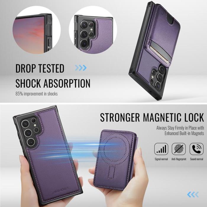 OEM - JEEHOOD Samsung Galaxy S22 Ultra 5G Fodral KonstLäder - Lila