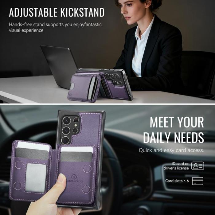 OEM - JEEHOOD Samsung Galaxy S22 Ultra 5G Fodral KonstLäder - Lila