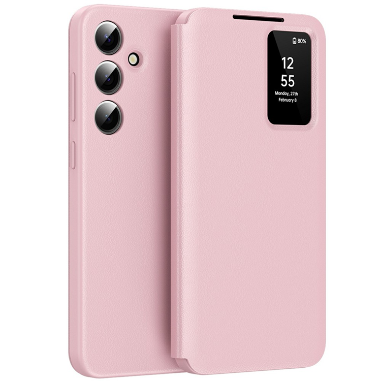 Galaxy A56 5G Plånboksfodral View Window Läder - Rosa | 2353 | AlltMobil