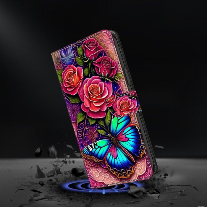 OEM - Samsung Galaxy S26 Plånboksfodral Konstläder Med Ställ - Färgglad Fjäril