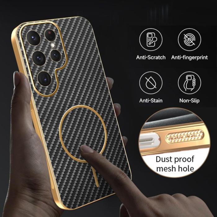 OEM - Samsung Galaxy S26 Ultra Skal Kolfiber Texturerad TPU - Svart