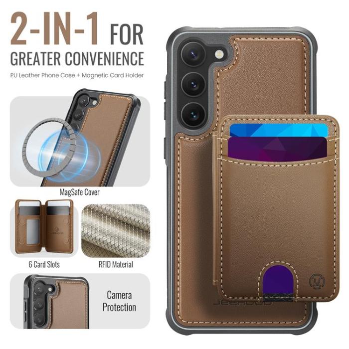 OEM - JEEHOOD Samsung Galaxy S23+ Fodral KonstLäder - Brun