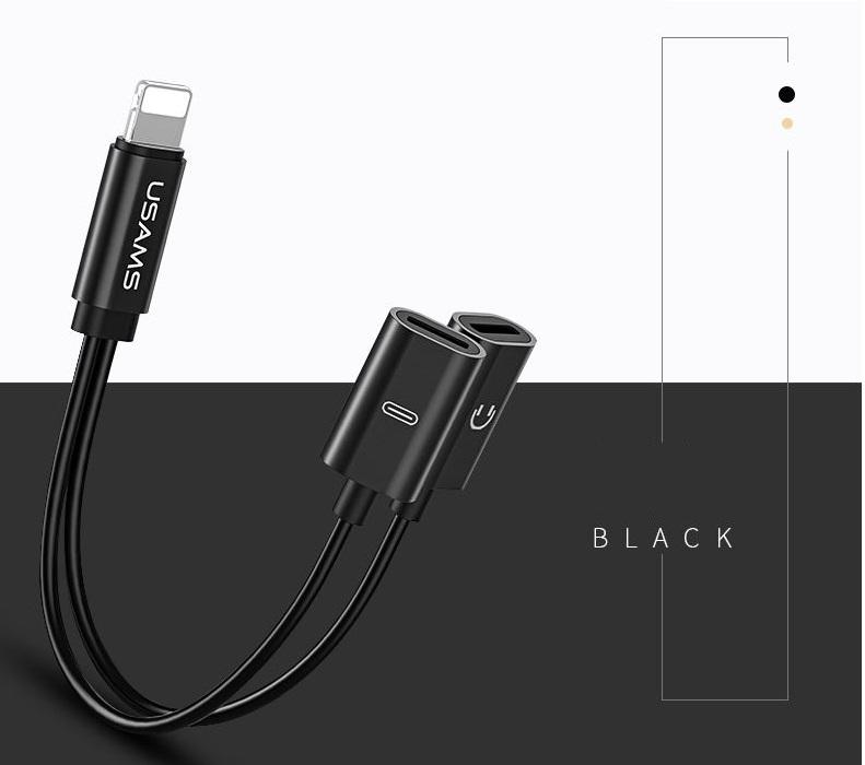 USAMS Adapter för iPhone X/8/7 Ladda och lyssna på musik samtidigt | 1867 | AlltMobil
