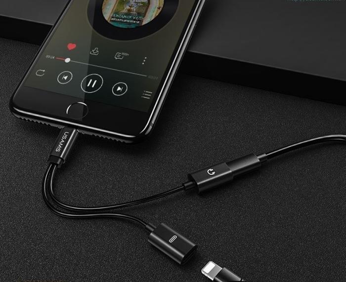 USAMS - USAMS Adapter för iPhone X/8/7, Ladda och lyssna på musik samtidigt