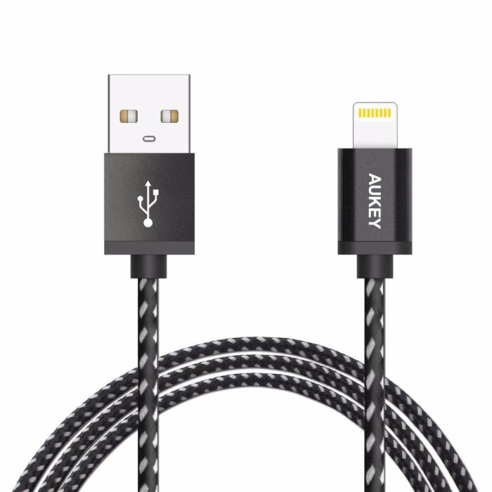 UTGATT5 - Aukey iPhone Lightning Synk/Ladd-kabel 1.2m - Svart