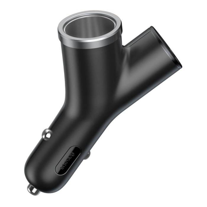 BASEUS - Baseus Y Type 2x USB billaddare Cigarette Port 3.4A Svart