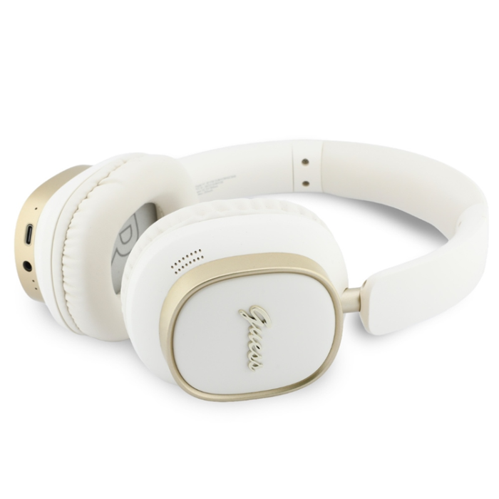 Guess - Guess On-Ear Hörlurar Bluetooth ENC Rectangle Metal Script - Vit
