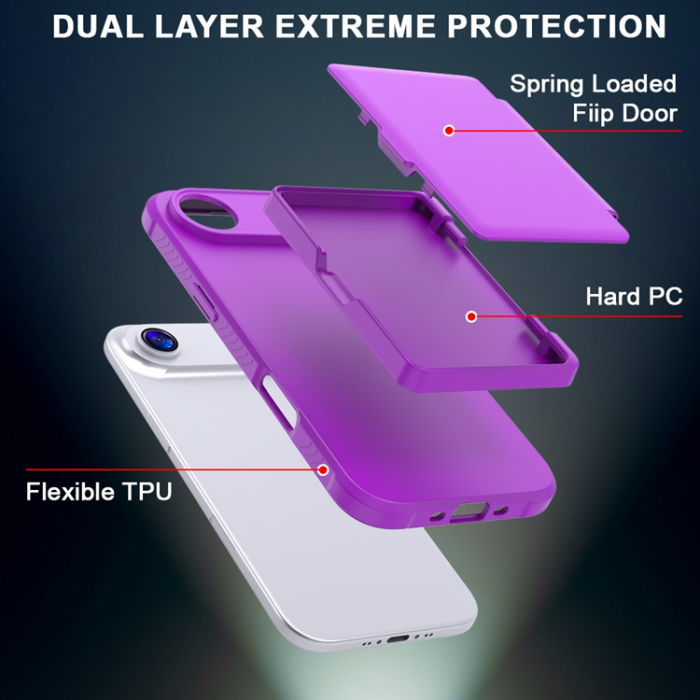 A-One Brand - iPhone Air Mobilskal Korthållare Mirror Kickstand - Lila