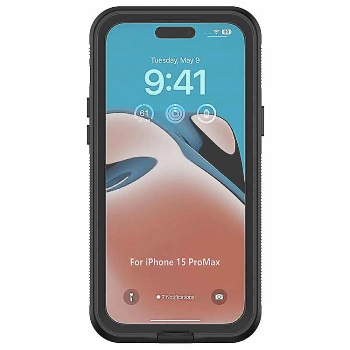 OEM - iPhone 15 Pro Max Mobilskal IP68 Vattentätt - Svart