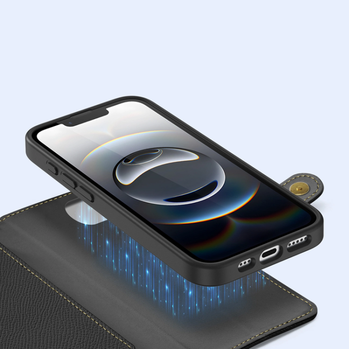 Dux Ducis - Dux Ducis iPhone 16e Plånboksfodral Lawa Läder - Svart