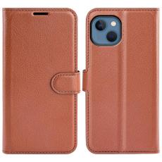 OEM - Litchi Flip iPhone 14 Plus Plånboksfodral - Brun