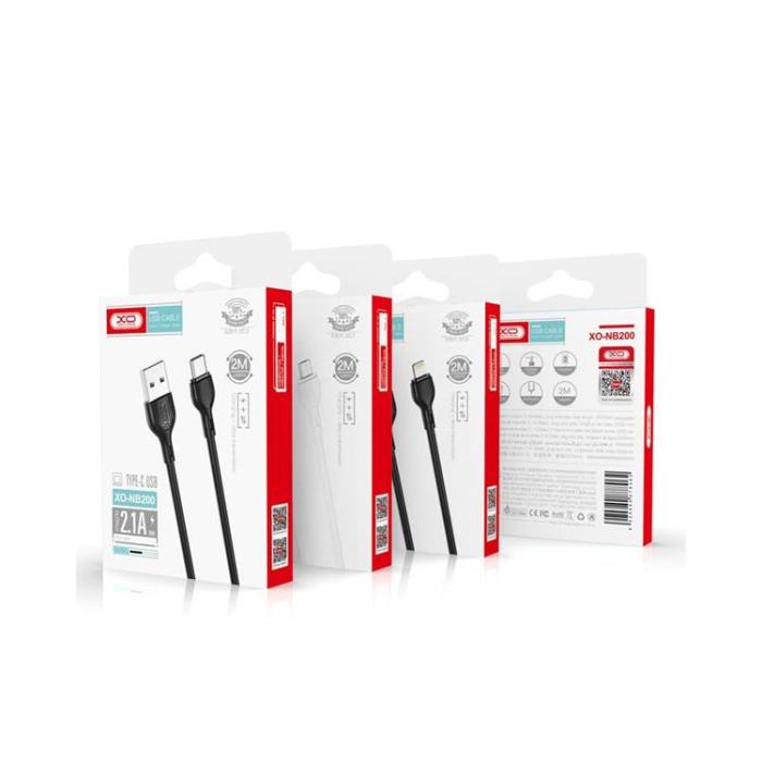 XO - XO USB-A Till Lightning Kabel 2m 2.1A NB200 - Svart