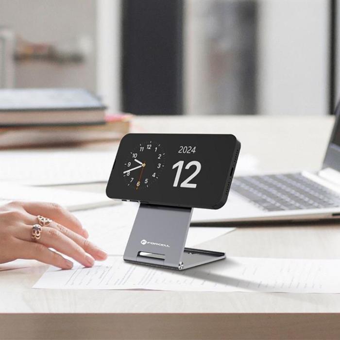 Forcell - Forcell Qi2 15W MagSafe Trådlös Laddare Flip - Silver
