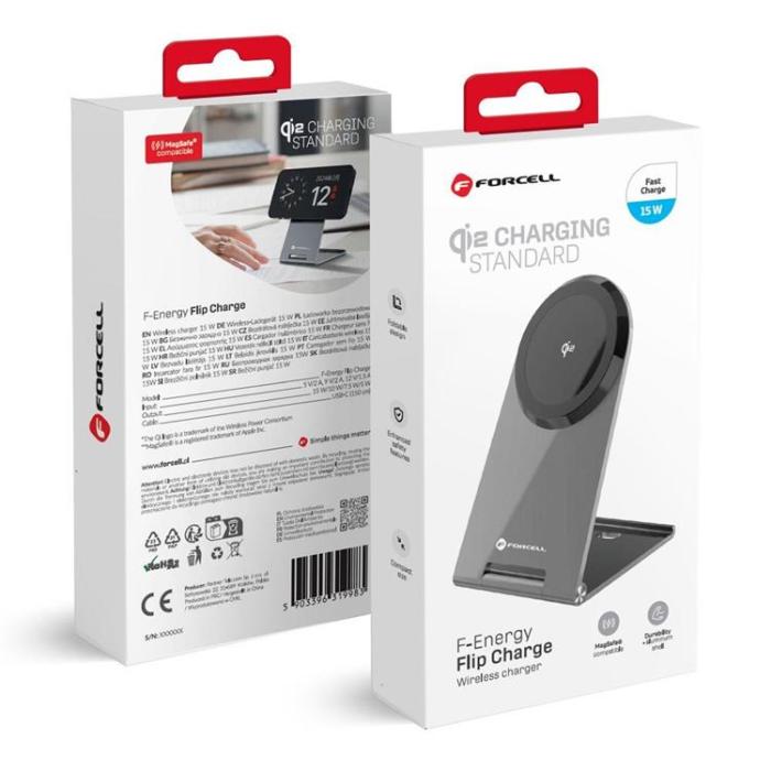 Forcell - Forcell Qi2 15W MagSafe Trådlös Laddare Flip - Silver