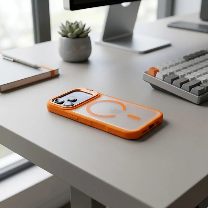 Forcell - Forcell Mobilskal För iPhone 17 Pro Magsafe Shadow Stand - Orange