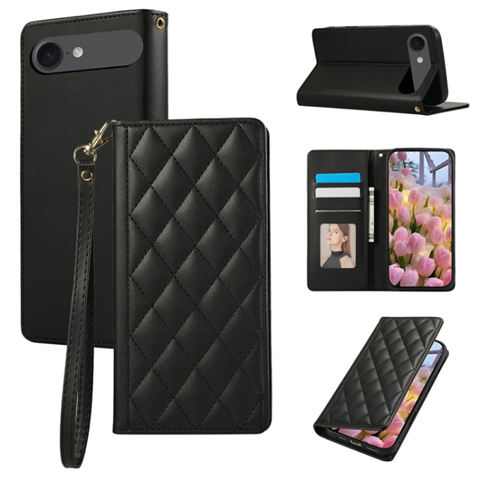 A-One Brand - iPhone 17 Air Plånboksfodral RFID Rhombus Läder - Svart