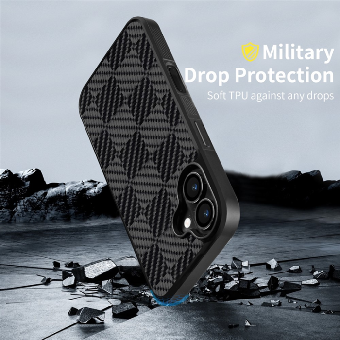 A-One Brand - iPhone 17 Mobilskal MagSafe Aramid Fiber TPU - Fyrkantig Textur