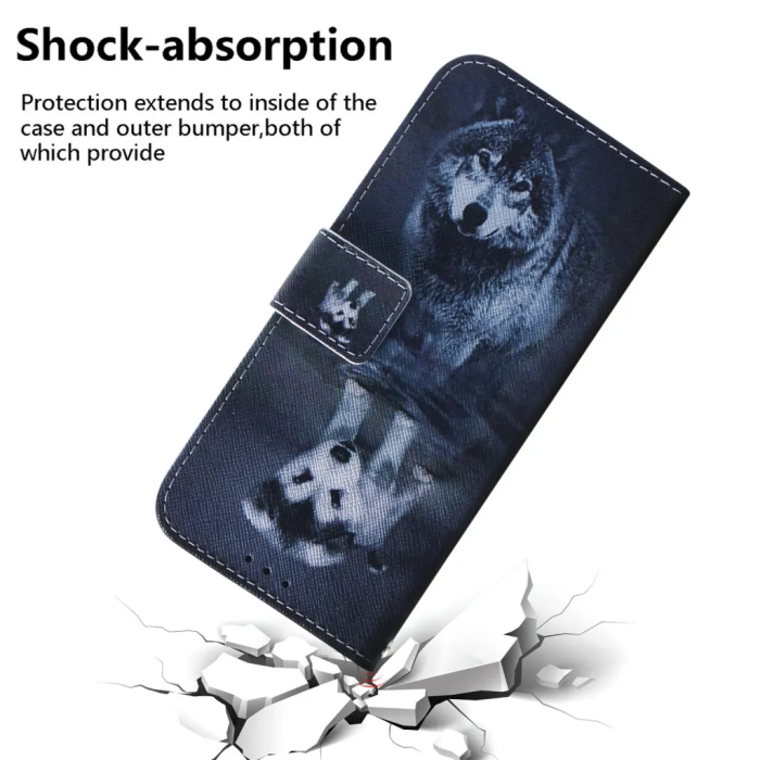 Taltech - iPhone 15 Pro Plånboksfodral med Tryck - Hund och Varg