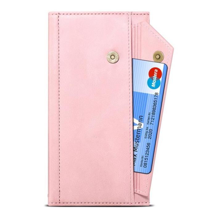 A-One Brand - iPhone 14 Plus Plånboksfodral Flap Zipper Strap - Rosa