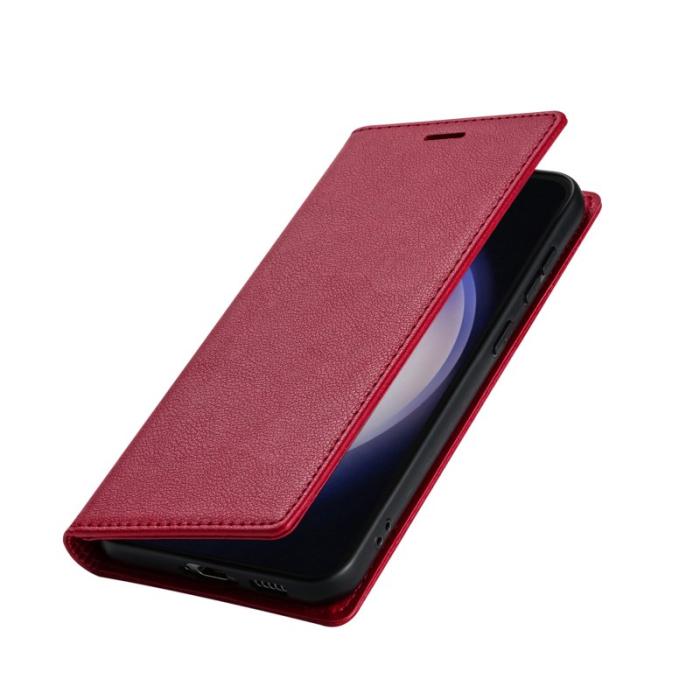Amorus - Samsung Galaxy S26 Plånboksfodral Magnetisk Stängning Konstläder - Röd