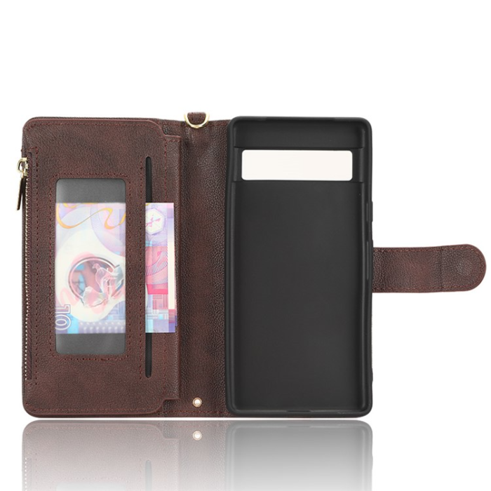 A-One Brand - Google Pixel 7A Plånboksfodral Zipper - Brun