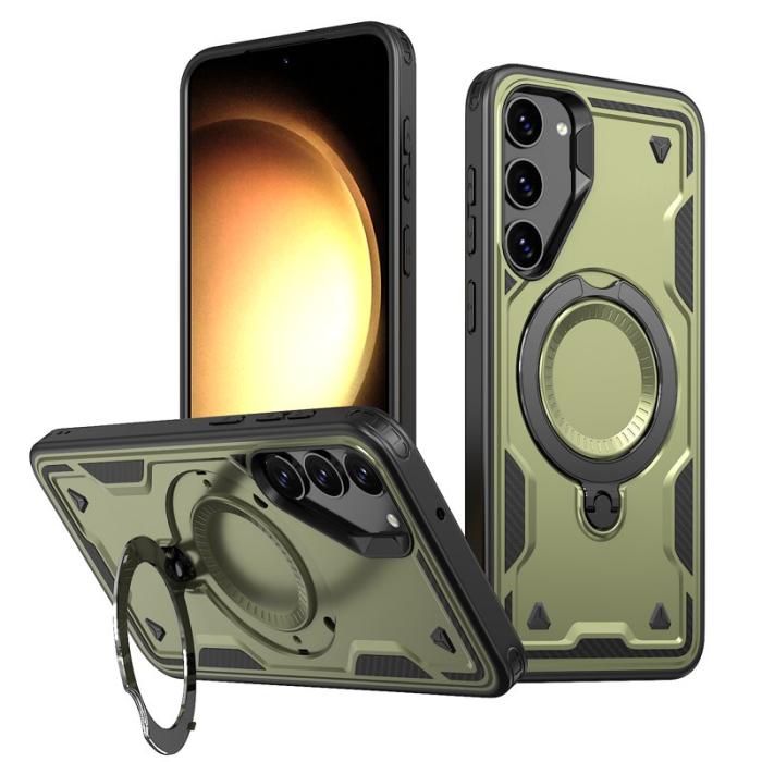 N/A - Mobilskal till Samsung Galaxy S23 Militärskydd Plast Kickstand - Olivgrön