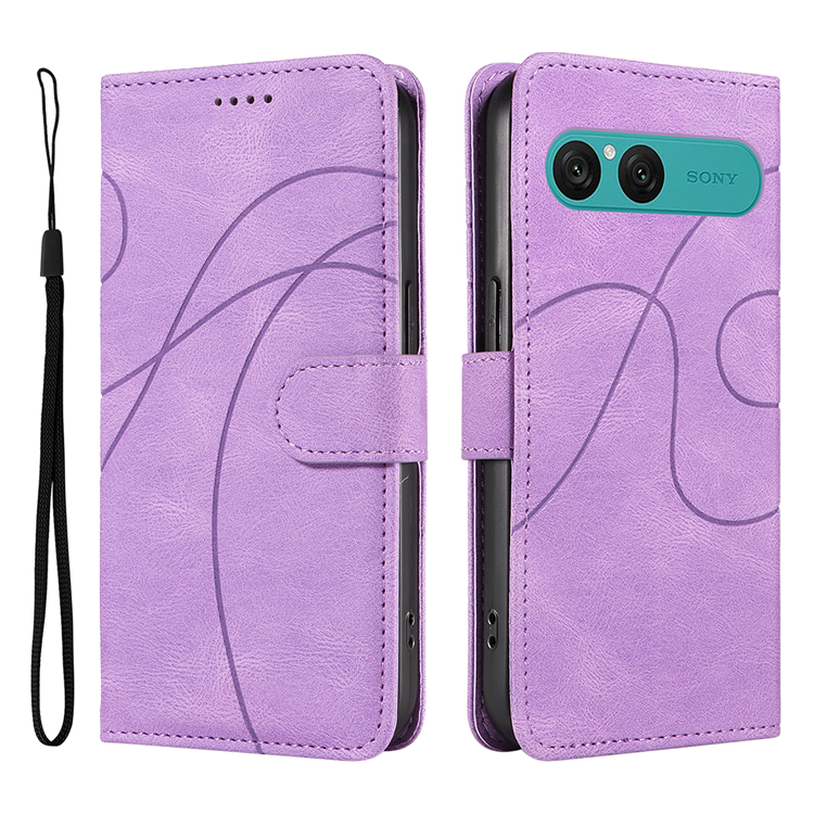 Sony Xperia 10 VII Plånboksfodral Curved Line Läder - Ljuslila | 2353 | AlltMobil