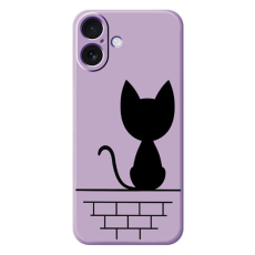 A-One Brand - iPhone 17 Mobilskal Black Cat on the Wall - Lila
