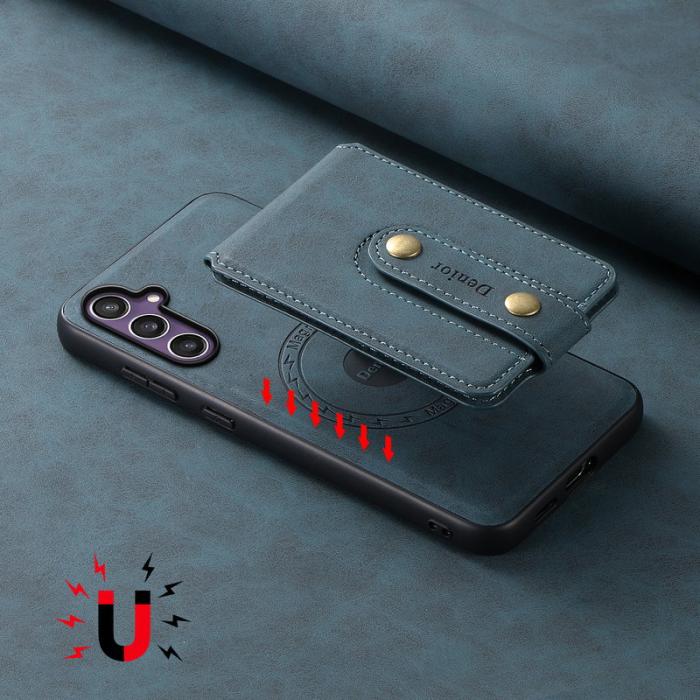DENIOR - DENIOR D14 Samsung Galaxy S23 FE Fodral KonstLäder Blå