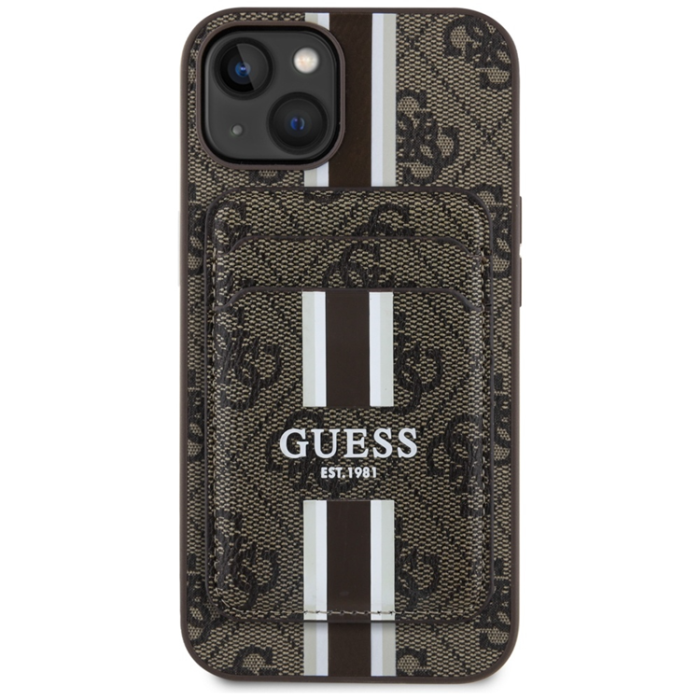 Guess - Guess iPhone 15 Mobilskal Magsafe Korthållare Stripes