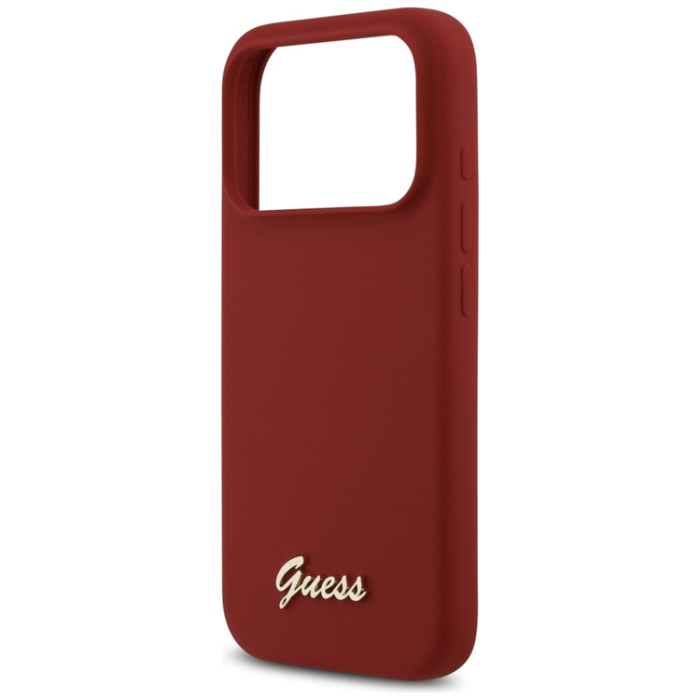 Guess - Guess iPhone 17 Pro Mobilskal Magsafe Script Metal Logo - Magenta