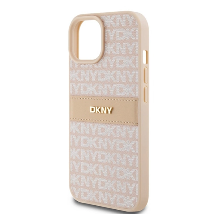 DKNY - DKNY iPhone 15/14 Plus Mobilskal Läder Mono Stripe & Metal Logo