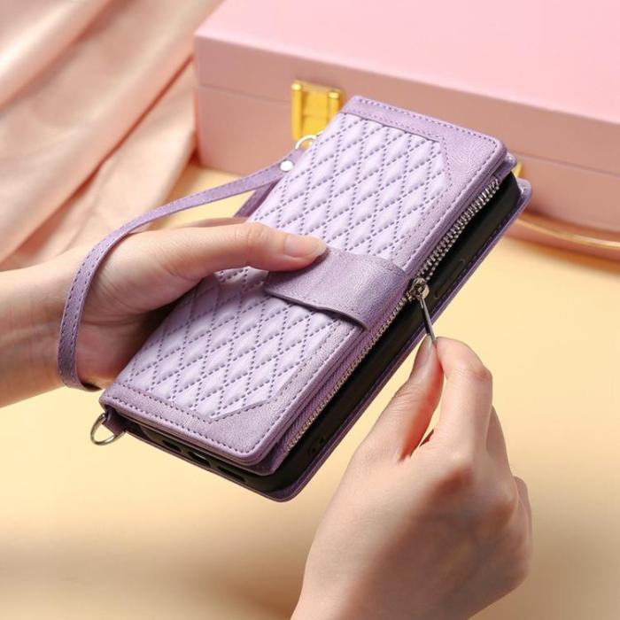 A-One Brand - iPhone 7/8/SE (2022/2020) Plånboksfodral Rhombus Grid - Lila
