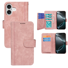 A-One Brand - iPhone 17 Plånboksfodral Line Pattern Läder - Roséguld