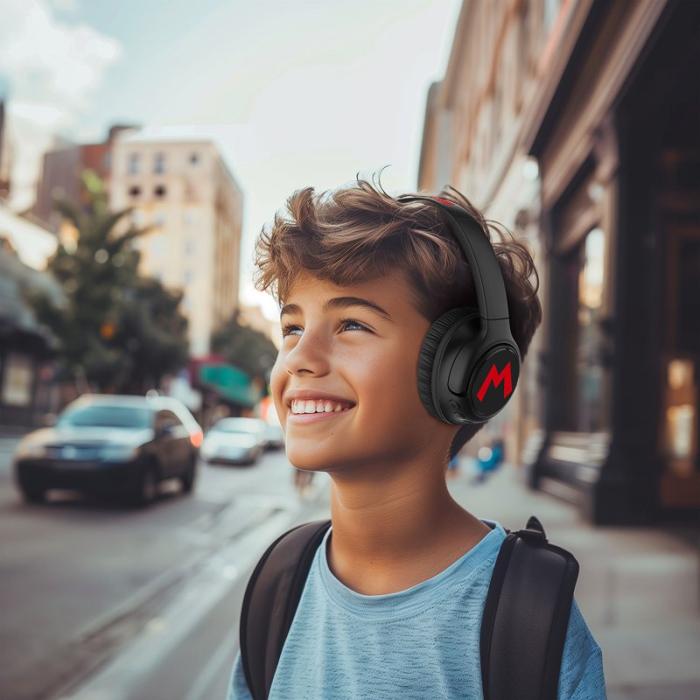 SUPERMARIO - SUPERMARIO Hörlur Super Mario Over-Ear Trådlös LED Ljus Ljuddelning